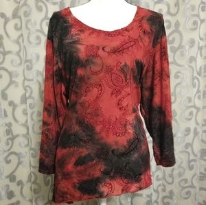 ⭐️3/$15⭐️ 3/4 Sleeve 3X Red Black Blouse